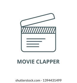 Movie clapper vector line icon, linear concept, outline sign, symbol