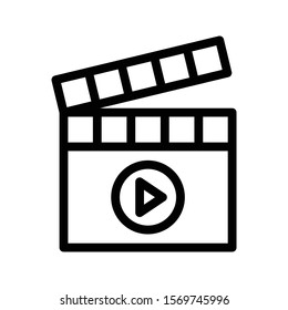 movie clapper vector thin line icon 