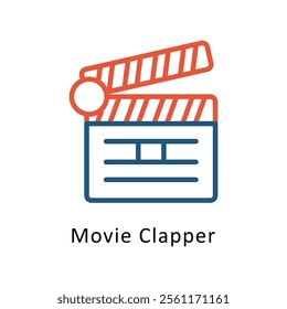 Movie Clapper Vector Two Color Icon. Eps file 10