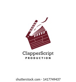 Movie Clapperboard With Book Script Logo Concept