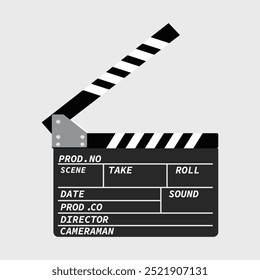 movie clapperboard director for cinema with inscriptions on a white background