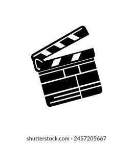 Movie clapperboard doodle icon. The board clap to start the video clip scene.