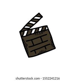 movie clapperboard doodle icon, vector illustration