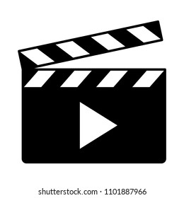 Movie clapperboard or film clapboard with play arrow flat vector icon for video apps and websites