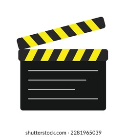 clapperboard de película logotipo de ilustración de vector plano icono clipart