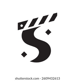Movie clapperboard icon,  black and white