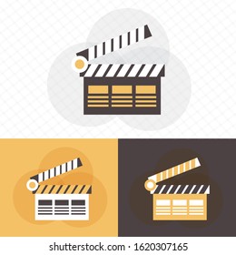 Movie clapperboard icon flat design