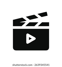 Movie clapperboard icon illustration in EPS format for film-related designs.