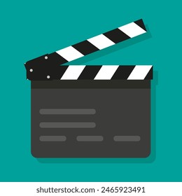 Movie Clapperboard Icon on Teal Background.