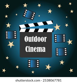 Movie clapperboard with the message outdoor cinema 