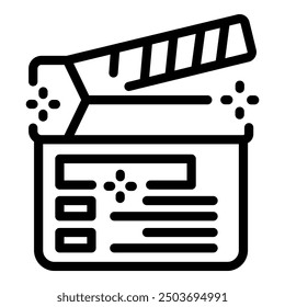 Movie clapperboard striking start of filming process for entertainment industry