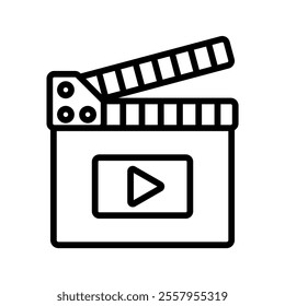 movie clapperboard Vector Lineal Icon on white background.