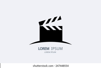 Movie clapping board logo. Vector logotype design.