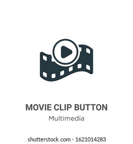 Movie clip button glyph icon vector on white background. Flat vector movie clip button icon symbol sign from modern multimedia collection for mobile concept and web apps design.
