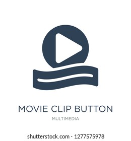 movie clip button icon vector on white background, movie clip button trendy filled icons from Multimedia collection, movie clip button vector illustration