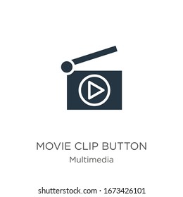 Movie clip button icon vector. Trendy flat movie clip button icon from multimedia collection isolated on white background. Vector illustration can be used for web and mobile graphic design, logo, 