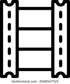Movie clip cinema icon with black outline style. camera, movie, film, cinema, video, old, retro. Vector Illustration