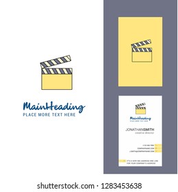 Movie clip Creative Logo and business card. vertical Design Vector