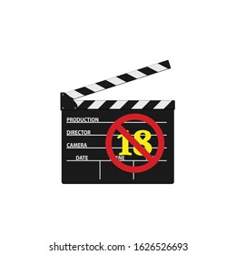 Movie Clipper With Under 18 Sign Vector On White