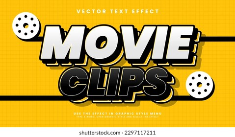 Movie clips editable text style effect. Vector text effect.