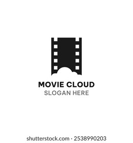 Movie cloud logo template in simple style. Film production vector illustration