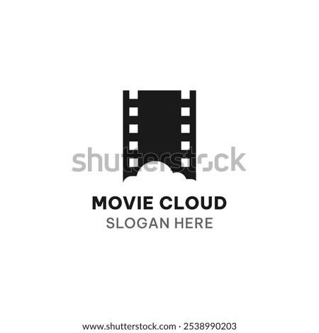 Movie cloud logo template in simple style. Film production vector illustration