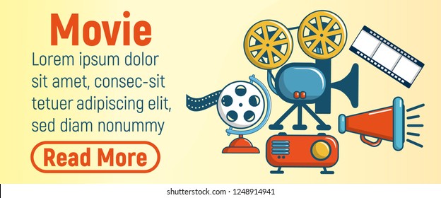 Movie concept banner. Cartoon banner of movie vector concept for web, giftcard and postcard