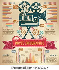 Movie concept  info graphic design on old paper,grunge vector