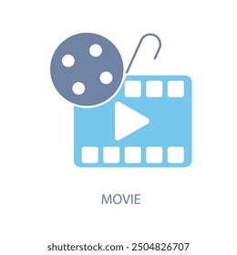 movie concept line icon. Simple element illustration. movie concept outline symbol design.