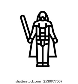 movie cosplay male line icon vector. movie cosplay male sign. isolated contour symbol black illustration