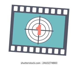 Movie countdown in flat design. Vintage film tape frame for cinema show. Vector illustration isolated.