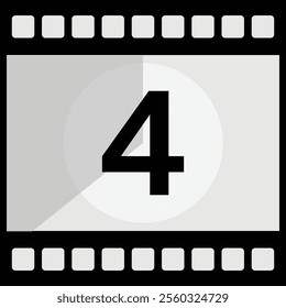 Movie Countdown Frame. Retro design. Old film movie timer count. Vintage cinema. Number count. Vector illustration.