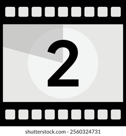 Movie Countdown Frame. Retro design. Old film movie timer count. Vintage cinema. Number count. Vector illustration.