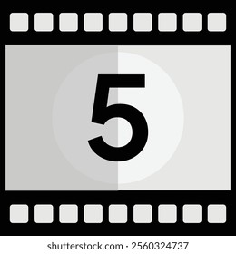 Movie Countdown Frame. Retro design. Old film movie timer count. Vintage cinema. Number count. Vector illustration.