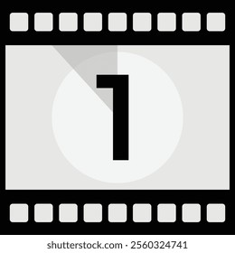 Movie Countdown Frame. Retro design. Old film movie timer count. Vintage cinema. Number count. Vector illustration.