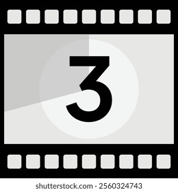 Movie Countdown Frame. Retro design. Old film movie timer count. Vintage cinema. Number count. Vector illustration.