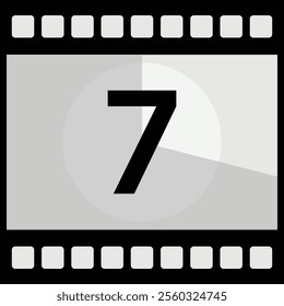 Movie Countdown Frame. Retro design. Old film movie timer count. Vintage cinema. Number count. Vector illustration.