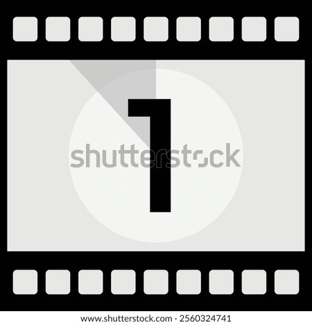 Movie Countdown Frame. Retro design. Old film movie timer count. Vintage cinema. Number count. Vector illustration.
