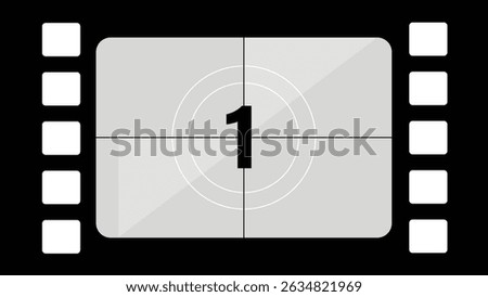 Movie Countdown Frame. Retro design. Old film movie timer count. Vintage cinema. Number count. Vector illustration.
