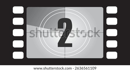 Movie Countdown Frame. Retro design. Old film movie timer count. Vintage cinema. Number count. Vector illustration.eps 10