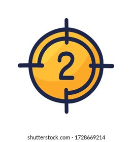 Movie countdown frame simple outline color icon isolated on white. Cartoon hand draw vector illustration