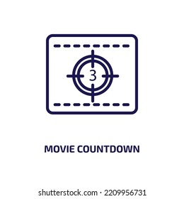 Movie Countdown Icon From Cinema Collection. Thin Linear Movie Countdown, Movie, Video Outline Icon Isolated On White Background. Line Vector Movie Countdown Sign, Symbol For Web And Mobile