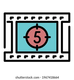 Movie countdown icon. Outline Movie countdown vector icon for web design isolated on white background