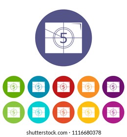 Movie countdown number icons color set vector for any web design on white background