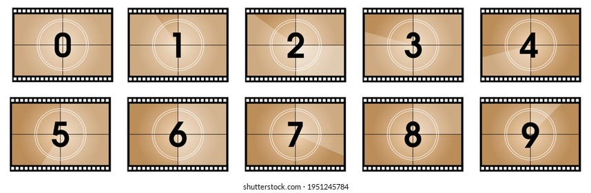 Movie countdown retro cinema screen, collection of frame Movie retro cinema, Vector icon illustration	
