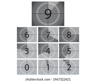 Movie countdown retro cinema screen. Vector illustration.