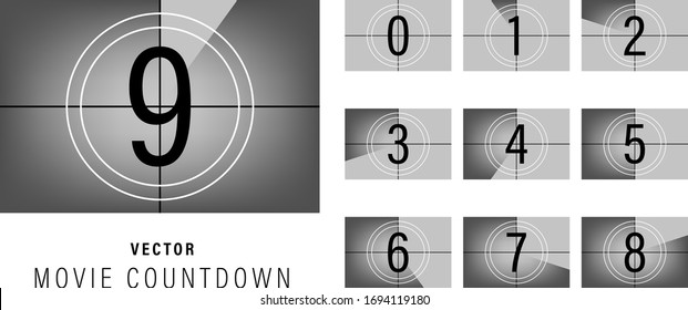 Movie Countdown. Retro Style Television Screen. Vector Illustration.