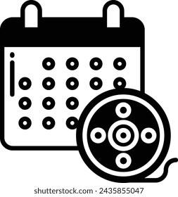 Movie date glyph and line vector illustration