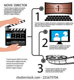 Movie Direction Concept Infographic, Vector Illustration  