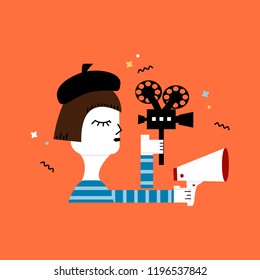 Movie director with a camera and a megaphone illustration